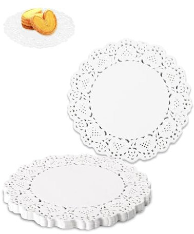 ZAMXHUG Napperon en Papier Rond - 100 pcs Papier Rond en Dentelle Blanche 6,5 Pouces,Napperons à Usage Unique, pour Mariage,Anniversaire, gâteaux, Desserts, Vaisselle, décoration Alimentaire
