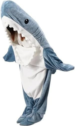 Shark Blanket Hoodie Onesie for Women Men,Wearable Shark Blanket,Soft Cozy Shark Sleeping Bag, Shark Onesie Halloween Xmas Cosplay Costume