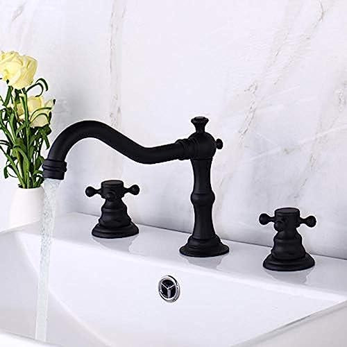 Badezimmer-Küchen-Waschtischarmatur, Waschbecken-Wasserhahn, 2 Griffe, 3-teilig, Gold, Badezimmer-Waschtischarmatur, Badewannenarmatur, Chrom-Polnisch,Matt-schwarz