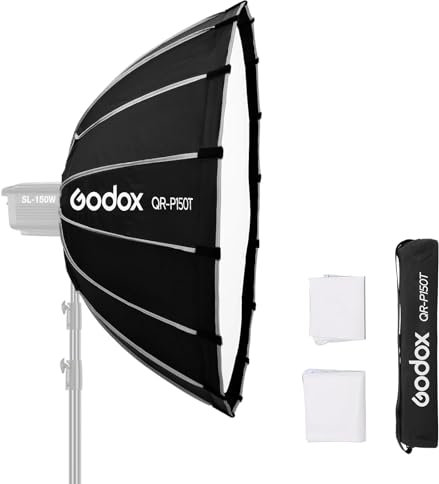 Godox QR-P150T 150cm/59inch Softbox Parabolico a Sgancio Rapido Softbox da Studio Fotografico Argento Wide Angle Softbox grandangolare per Bowens Mount MonoLight e flash per GODOX SK400 per Neewer