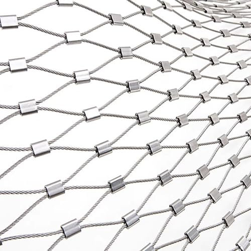 Wzmazingly 304 Edelstahl-Seilgeflecht, Multifunktionales Sicherheitsbarriere-Maschennetz, Maschenweite 6cm, Flexibles Geflügelschutznetz(1.2x5m)