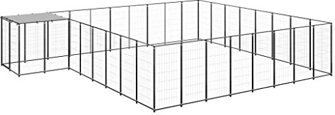 DYRJDJWIDHW hundebox kleine Hunde,knuffelwuff hundebox,Hundezwinger Schwarz 20,57 m² StahlEntworfen für Garten und Terrasse.