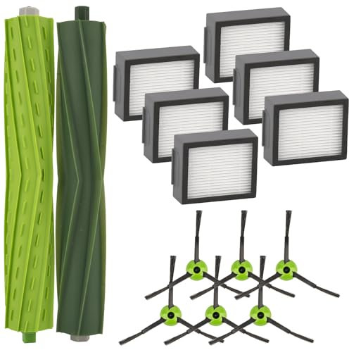 (14 Pezzi) Combo i5 Parti Di Ricambio Compatibili Con Irobot Roomba Combo i5, Combo i5+, Combo j5, Combo j5+ Robot Aspirapolvere, 2 Spazzole a Rullo, 6 Filtri Hepa, 6 Spazzole Laterali