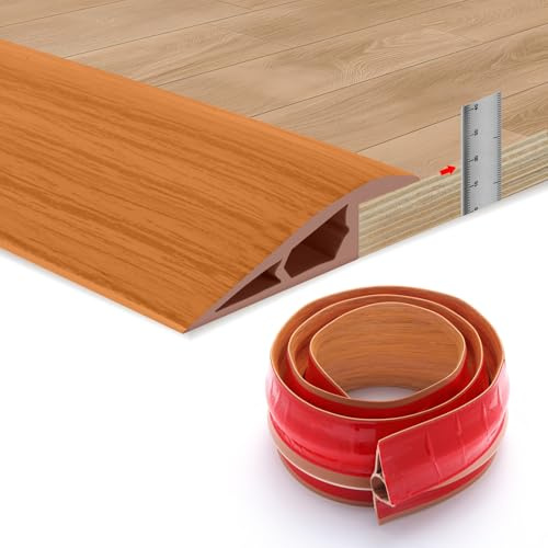 Self Adhesive Floor Transition Strip, 1.2m Threshold Strips for Doorways, Floor Edge Trim for Carpet, Laminate, Vinyl, Tile and Wood Floors (for 17–20mm Height Difference, Yellow Wood Grain)