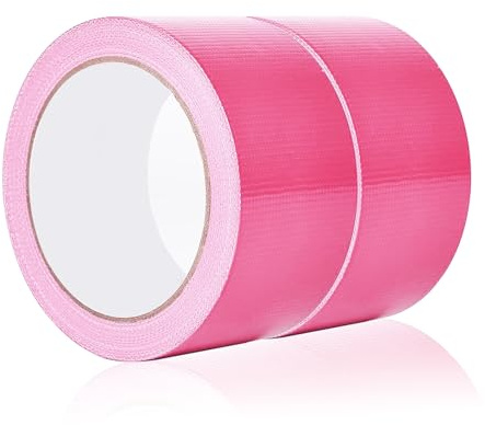 ASOFTY 2 Rollen Gaffer Tape, 50mm x 20m Bunt Panzertape, Klebeband mit Starker Klebkraft, Gaffer-Band, Duct Tape, Gewebe-Klebeband für Reparaturen Industrielle (Rosa)