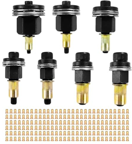 7 stycken manuell crimpmutter, gängad insatsklämma, professionell nitverktygssats, M3, M4, M5, M6, M8, M10, M12, metallgängad insats, manuell nitning (con 210 muttrar)