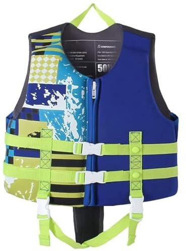 Giubbotto di Salvataggio for Bambini, Giubbotto da Nuoto con Cinghie Regolabili for la Sicurezza in Acqua, Attrezzatura da Nuoto for Ragazzi(Blue,XL (10-12 Ans))