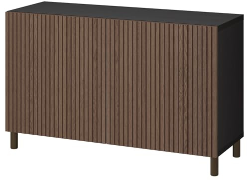 ProTuning BESTÅ Aufbewahrungskombination mit Türen, schwarz-braun Björköviken/Mejarp/braun gebeiztes Eichenfurnier, 120x42x74cm