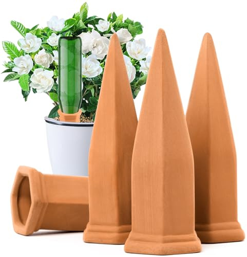 GQBVPN 4pcs Tonkegel Bewässerung, Bewässerungskugeln Ton Pflanzenbewässerung Gießkegel für Selbstbewässerung, Wasserspender Pflanzen Bewässerung für Balkon Topfpflanzen Blumentopf