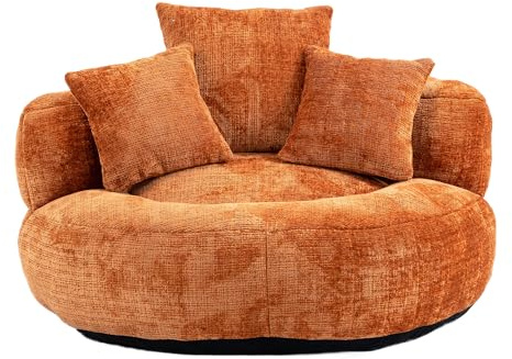 Zenithz NALONE sittsäck med högt ryggstöd och armstöd, XXL Lazy soffstol, luktfri och tvättbar, ergonomisk lounger för vuxna, gamingfåtölj (orange chenille)