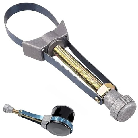 Amllaing Oljefilternyckel med metallband, oljefilternyckel med justerbar rem, remnyckel för borttagning, för olja, bil, lastbil, 60 mm till 120 mm