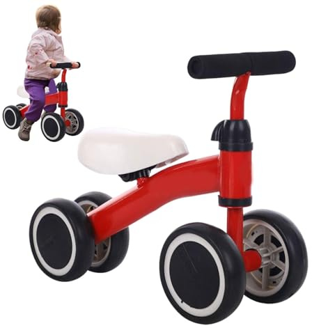 -Springcykel – 12- fyrhjuling, skjutleksaken för barn | Nybörjarcykel för och flickor, 1-3 år, för inomhus och utomhus, lärande, lek, födelsedag