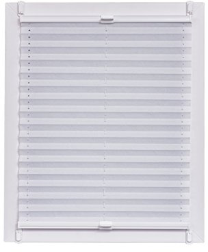 Plissee Made in Germany, Tageslicht, Echtcrush, weiss, Klemmfix, weisse Schiene, 75 x 150