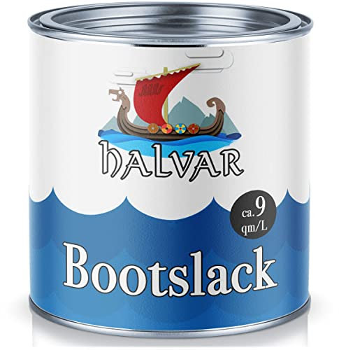 Halvar Bootslack Yachtlack Bootsfarbe Yachtfarbe PU-verstärkt für Holz und Metall verstärkt, extrem belastbar und hochelastisch Schiffslackierung (1 L, Moosgrün (RAL 6005))