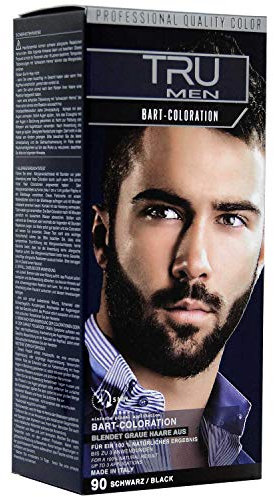 TRU Men Bart-Coloration Färbemittel, 30ml (90 - Schwarz) – Perfekte Abdeckung grauer Haare für ein natürliches Bartstyling
