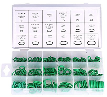 O Ring Dichtung Washer, Fydun 270 Stücke Gummi O Ring Dichtungen Sortiment Set 18 Größen Dichtungsringe für Schnellreparatur Autos Sanitär Werkstatt Hydraulik (Grün)