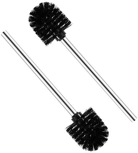 Valschen 2 Stück WC-Bürste Toilettenbürste Klobürsten Ersatz-Bürste aus Edelstahl, 7,5 x 35 x 7,5 cm, Schwarz