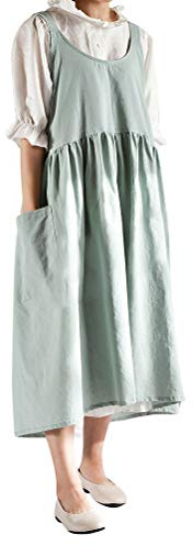 Nanxson Damen Küchenschürze Bauwolle Leinen Schürze Einfarbig Latzschürze | Schürze mit gekreuztem Rücken und Taschen, Latzkleid, Halter Schürze für Küche, Backen, Gartenarbeit und Malen