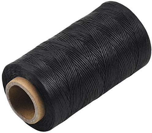 Wachsfaden, 260m Gewachste Nähfaden Ledergarn, Flache Leder Nähgarn Gewachst, 1mm Wachs Sattlergarn Leder Thread, Schwarz Ledernähfaden für Nähmaschine, DIY Nähen, Buchbinden, Reparatur Schmuck
