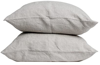 My Linen Home Kissenbezug 65x65 Leinen 2er Set | Hochwertiger Kopfkissenbezug in Natur | 100% Stonewashed Leinen Bettwäsche | Made in EU | Antiallergisch & Hautverträglich