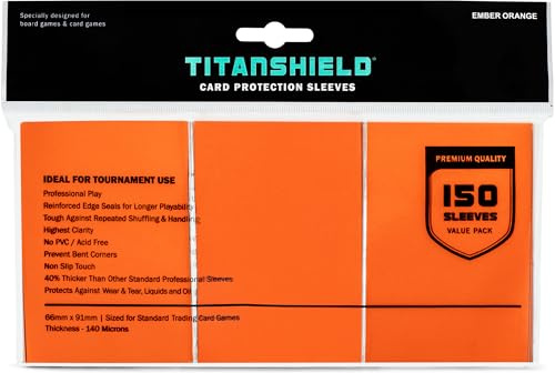 TitanShield (150 Sleeves /Ember Orange Standard Size Trading Card Sleeves Deck Protector for Magic The Gathering MTG, Pokemon