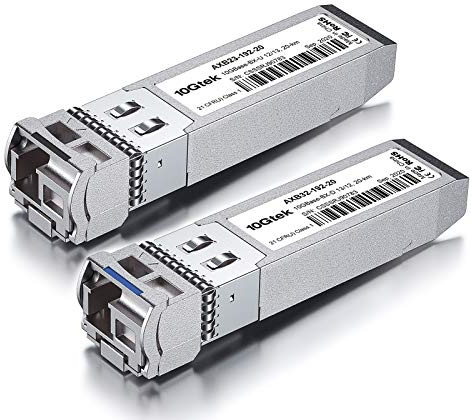 10Gtek a Pair of 10Gb SFP+ Bidi Transceiver, 10GBase-BIDI 1270nm/1330nm SMF, bis zu 20km, Kompatibel für Cisco SFP-10G-BXD-I/SFP-10G-BXU-I, Ubiquiti UniFi, Mikrotik, Netgear,Open Switch