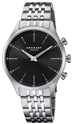 KRONABY Uhr Smart Herren Hybrid aus Edelstahl 316l | Analog-Smartwatch, Wasserdicht 10 ATM S3777/3, Musiksteuerung, Schrittzähler, Anrufbenachrichtigung und -ablehnung, Sekel