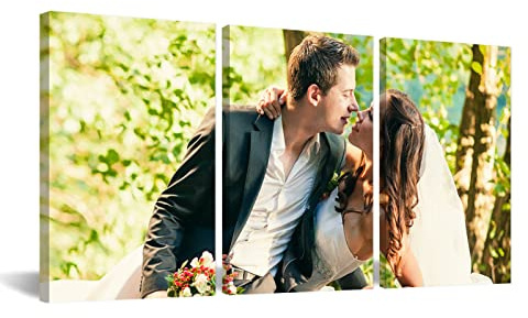 CCWACPP Individuelle Wandbilder auf Leinwand 3 personalisiertes Foto auf Leinwand Individuelles Familienhochzeits Wandbild Laden Sie Ihr Bild hoch Mit Rahmen 20x30 cm x 3