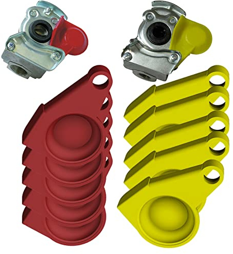 Staubkappe für Kupplungskopf Deckel 10er Set - 5x Rot & 5x Gelb Druckluftkopf Ersatzdeckel Standard Kappe LKW Traktor | R-Satz Shop