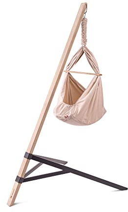elvent® Lullaby Federwiege Set mit Matratze, Baumwolle, Made in Germany (Baby Hängewiege mit Ständer, Naturbeige)
