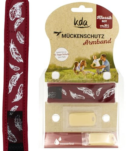 kda Mückenschutzarmbänder für Erwachsene - Sicherer Mückenschutz - Rot & Grün Design - Nylon Camping Urlaub Sommer Must Have DEET frei (rot)