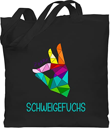 Baumwolltasche - Lehrer - Taschen - Schweigefuchs Flüsterfuchs - Unisize - Schwarz - geschenke für lehrerinnen tasche lehrer-tasche teacher fuchs stoffbeutel geschenk beutel lehrerin referendariat