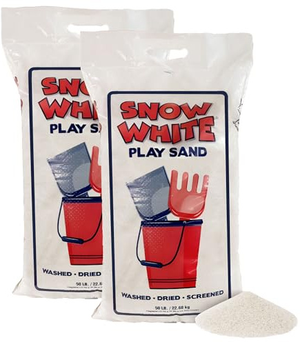 U.S. Silica 2-Pack Snow White Play Sand for Playground Sandbox and Outdoor Activities, 50 Pound Bag - Fine and Low Dust for Creative Arts and Crafts, Sensory Bin, Activity Tray, and Sand Table