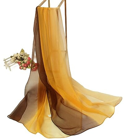 PARREN Sciarpa di Seta Estate Arrivo Moda Chiffon Sciarpe Gradient Colors Georgette Female Seta Sciarpe 50 * 160Cm-Caffè