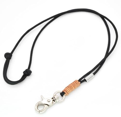 PFEIFENBAND | Schwarz | verstellbar | Umhängeband mit kleinem Karabiner für Hundepfeife oder Schlüssel | Schlüsselband | Keychain | handgefertigt