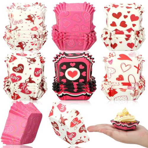Uiifan 1200 pirottini quadrati per cupcake, 4,3 x 4,3 cm, quadrati, per brownie, pirottini usa e getta in carta oleata, per matrimoni, lauree, baby shower, feste di compleanno (cuore)