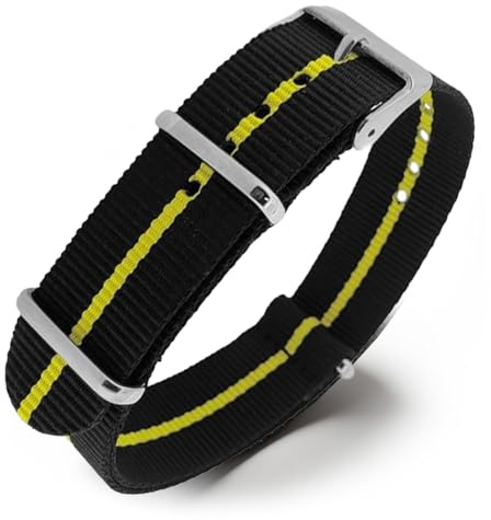 Natos.com - NATO Uhrenarmband, Militär Nylon Strap, Uhrenarmbänder Herren und Damen, Edelstahlschnalle, 18mm 20mm 22mm