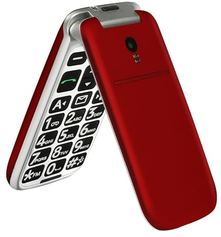 artfone G3 Red - VoLTE Flip Cell Phone for Seniors丨Unlcoked Phones with SOS Button丨Big Button, Loud Volume丨Camera丨Talking Clock丨Speed Dial丨 Hands-free丨Dumb Phone丨Charging Dock丨Talk and Text Only Phone