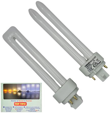 LevoLutz 18W 4 Pin G24Q-2 Compact Fluorescent Lamp 840/Cool White CFL Light Bulbs, Pack of 2, Includes Colour Temperature Info Card.