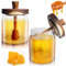 Behogan 2 Stück Honigspender, Honigtopf mit Honiglöffel und Deckel, Honigglas, Honiggläser, Honigbehälter, Honey Dispenser, Honigspender aus Glas, Honigglas mit Löffel, Versiegelter Glasbehälter