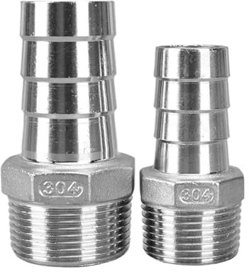 Generisch 1PCS Schlauch Barb Stecker 304 Edelstahl Außengewinde Rohr Fitting Barb Schlauch Pagode Kupplung Schwanz Stecker 1/8“1/4“3/8(8mm,1/4)