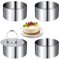 Tunejoy Anello di Mousse Cucina Set Anelli per Torta in Acciaio Inossidabile Rotondo Mini Stampini 8cm di Diametro per Dessert Pasticceria Uova Focaccine con Pusher 4 Pezzi