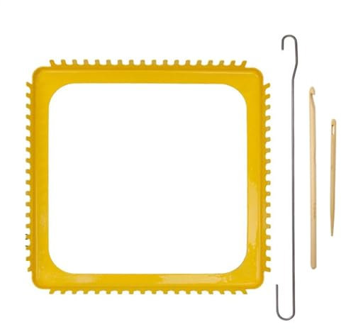 Set di telaio e gancio per tessitura, telaio a 18 denti, kit per presine, telaio quadrato e set di ganci, kit di strumenti per tessitura a mano all'uncinetto, arti e mestieri fatti a mano per bambini