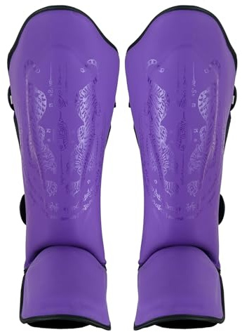 Playwell Muay Thai Schienbeinschoner für Damen, Twin Tiger, matt, Violett, 1 Paar (klein)