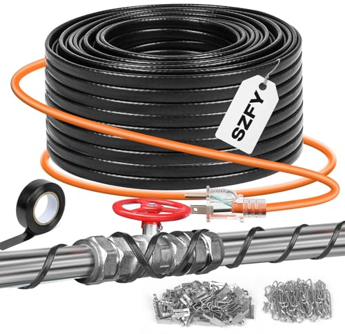 3FT~200FT Heat Tape for Water Pipes, -40°F Deicing Cable,Pipe Heat Cables for Roof,Gutter，Farm，Freeze Protetion Heating Wires, Heated Water Hose,Plumbing Fixtures,120V 5W/FT (120FT)