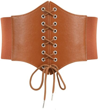 WERFORU Ceinture Corset Rétro pour Femmes Corset Femme à Lacets Ceinture Large Élastique Waspie pour Robes