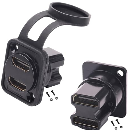 PENGLIN 2PCS Dual HDMI 2.0 Connector, HDMI D-Type Panel Mount Adapter | Dual HDMI Female Pass-through Connector,4K@60Hz Resolution,Save Installation Space,Stable & Reliable Connection