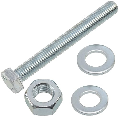 AERZETIX - Juego de 10 tornillos de cabeza hexagonal M12x100 mm + 20 arandelas M12x24 mm + 10 tuercas hexagonales M12 para bricolaje y fijación ligera | acero