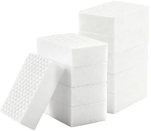 Pack of 10 dirt eraser sponge, 2 x plus magic sponge, dirt eraser, eraser sponge, magic eraser, melamine sponge, cleaning sponge, wall eraser, white for household, kitchen, bathroom, wall, shoes