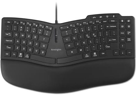 Kensington Pro Fit Ergo KB675 EQ TKL Wired Keyboard, USB-A Connection, Ergonomic Curved Design, Programmable Keys (K75497NA)
